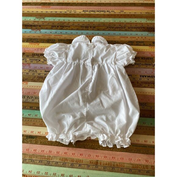 Vintage Glynne Percy 9 Month Bubble Romper Embroidered Bunny Tulip Easter Baby - Picture 10 of 13